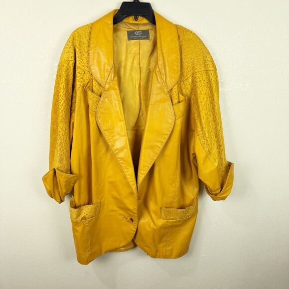 Vintage Orange 80s Leather Dolman Oversized Jacket Coat Size Medium 8/10 - Picture 2 of 12